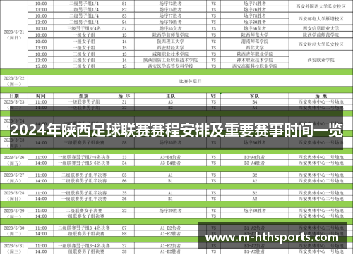 2024年陕西足球联赛赛程安排及重要赛事时间一览